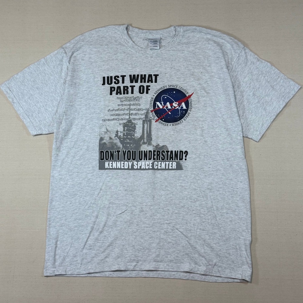 NASA Kennedy Space Center Rocket Science Graphic T-Shirt Gray XL